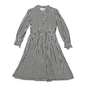 Women’s Vintage Richard Warren Pinstripe Silk Dress Black White 1980s